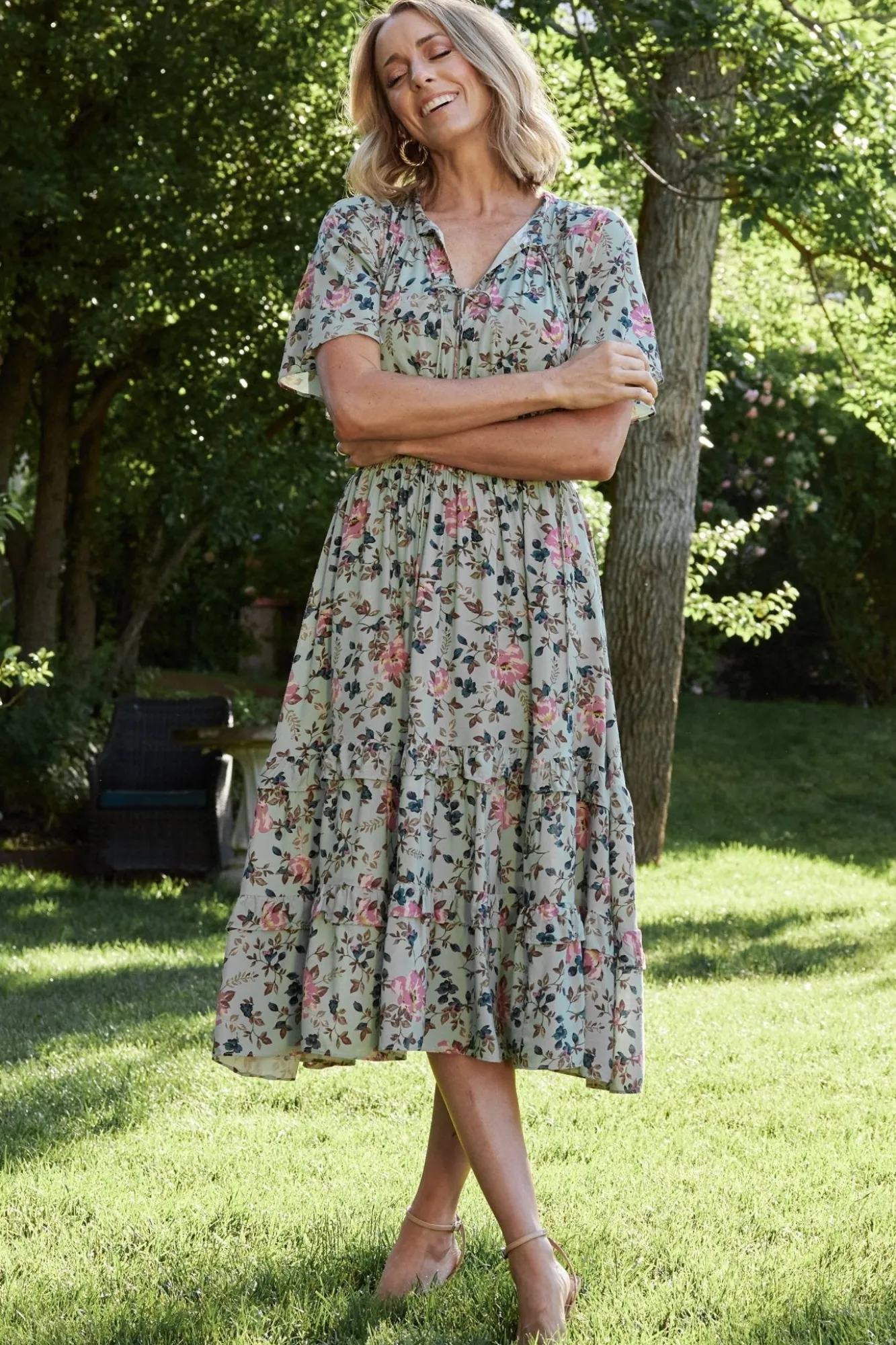 Baltic Born Spell Boho Midi Dress | Sage + Pink Floral