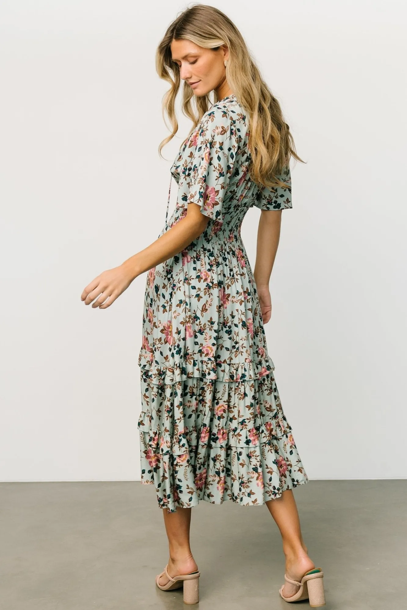 Baltic Born Spell Boho Midi Dress | Sage + Pink Floral