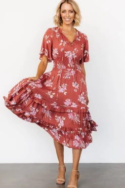 Baltic Born Spell Boho Midi Dress | Terracotta Floral