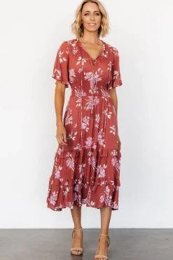 Baltic Born Spell Boho Midi Dress | Terracotta Floral