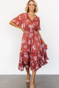 Baltic Born Spell Boho Midi Dress | Terracotta Floral
