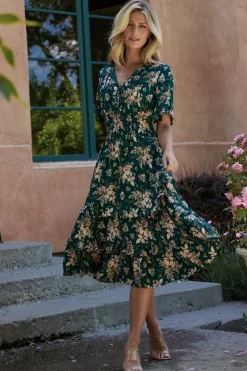 Baltic Born Spell Boho Midi Dress | Topaz + Blush Floral