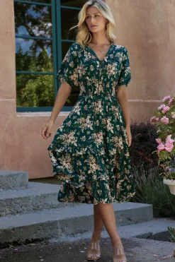 Baltic Born Spell Boho Midi Dress | Topaz + Blush Floral