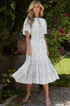 Baltic Born Spell Boho Midi Dress | White + Sage
