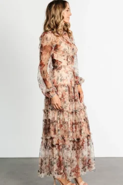Baltic Born Stephanie Tiered Maxi Dress | Taupe Floral