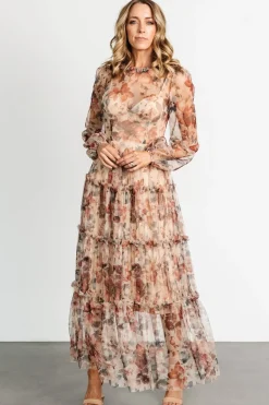 Baltic Born Stephanie Tiered Maxi Dress | Taupe Floral