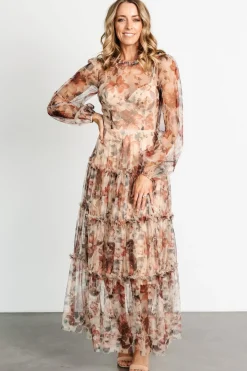 Baltic Born Stephanie Tiered Maxi Dress | Taupe Floral
