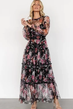 Baltic Born Stephanie Tiered Maxi Dress | Black Floral