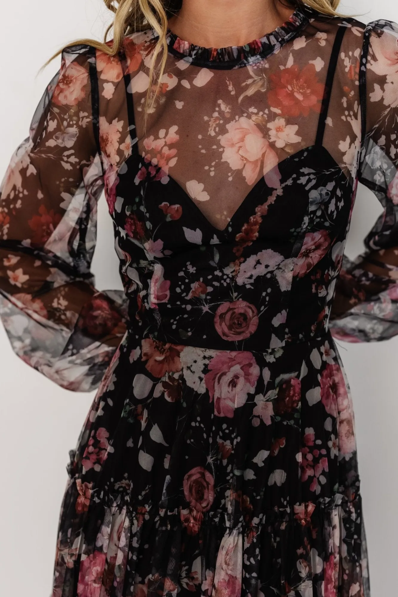 Baltic Born Stephanie Tiered Maxi Dress | Black Floral