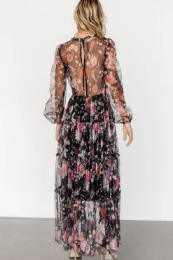 Baltic Born Stephanie Tiered Maxi Dress | Black Floral