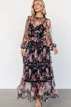 Baltic Born Stephanie Tiered Maxi Dress | Black Floral