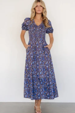 Baltic Born Stockton Smocked Dress | Brown + Blue Floral