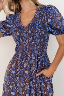 Baltic Born Stockton Smocked Dress | Brown + Blue Floral