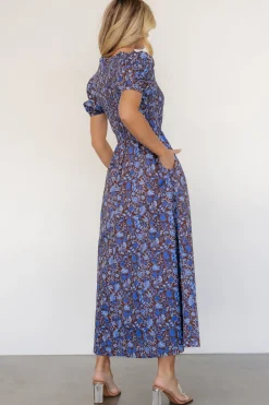 Baltic Born Stockton Smocked Dress | Brown + Blue Floral