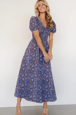 Baltic Born Stockton Smocked Dress | Brown + Blue Floral
