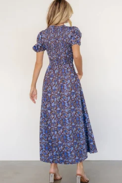 Baltic Born Stockton Smocked Dress | Brown + Blue Floral