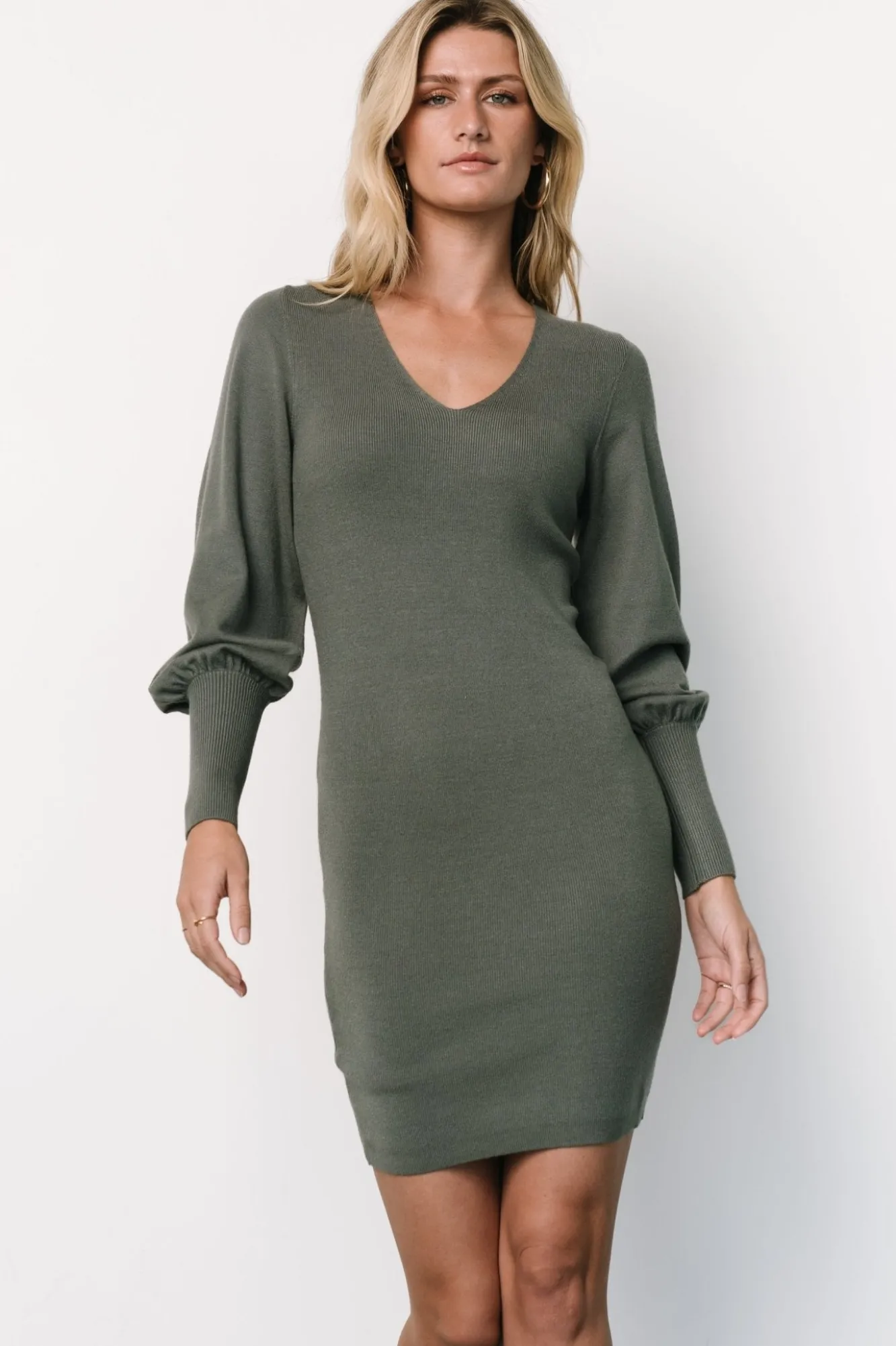 Baltic Born Suki V Neck Sweater Dress | Winter Green