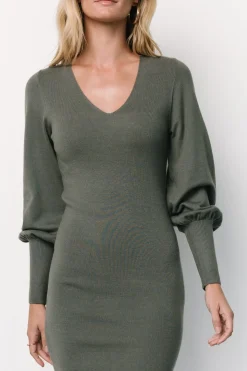 Baltic Born Suki V Neck Sweater Dress | Winter Green