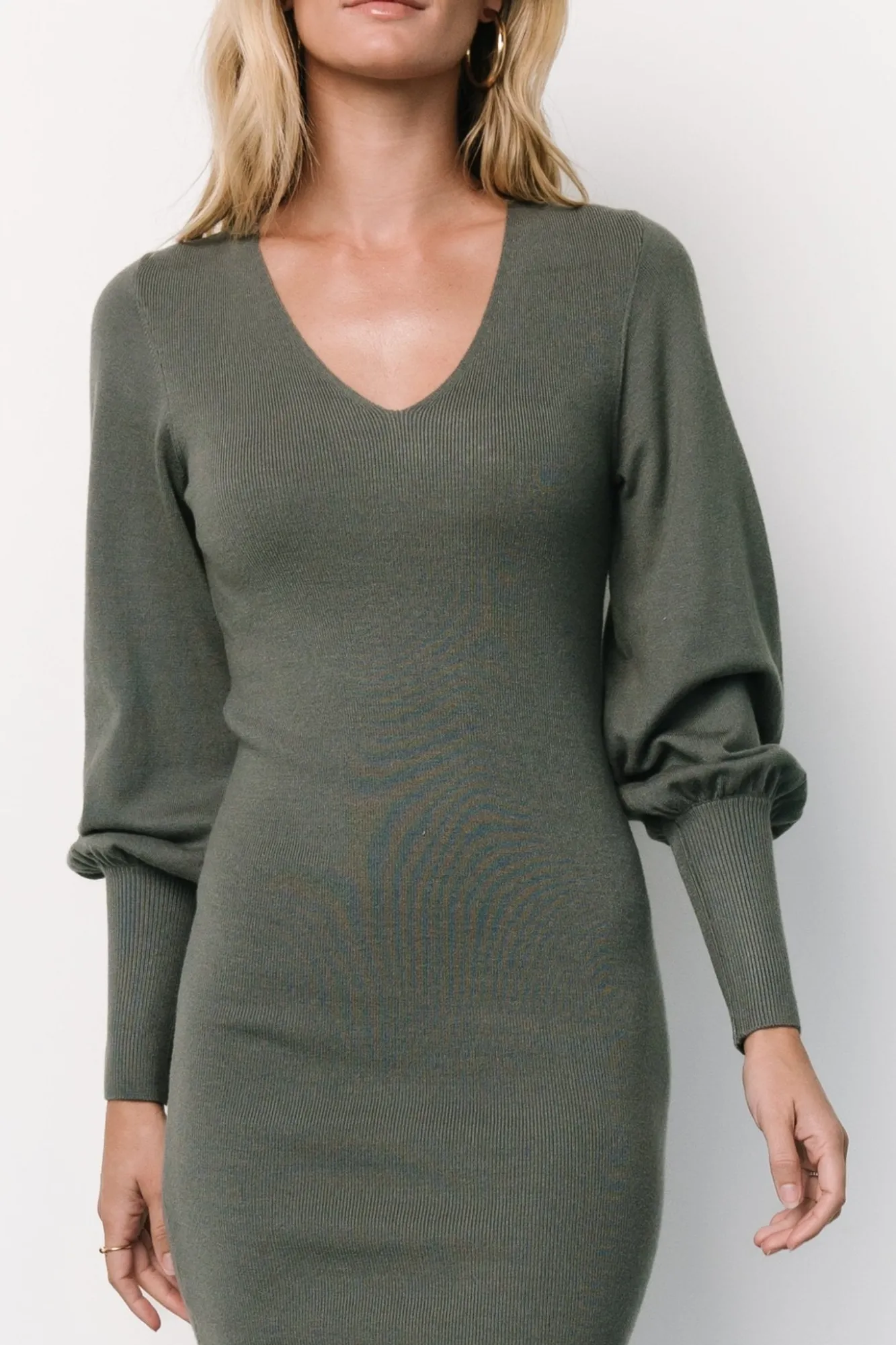 Baltic Born Suki V Neck Sweater Dress | Winter Green