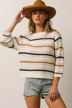 Baltic Born Sundance Knit Sweater Top | Ivory Multi Stripe
