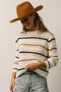 Baltic Born Sundance Knit Sweater Top | Ivory Multi Stripe