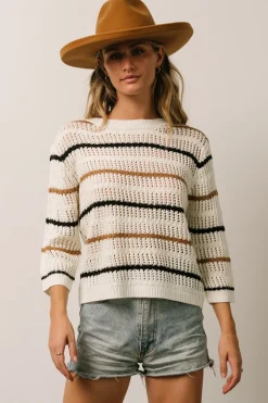 Baltic Born Sundance Knit Sweater Top | Ivory Multi Stripe