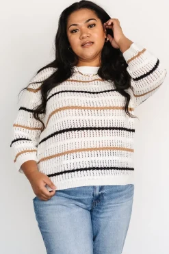 Baltic Born Sundance Knit Sweater Top | Ivory Multi Stripe