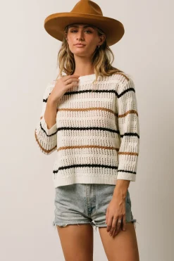Baltic Born Sundance Knit Sweater Top | Ivory Multi Stripe