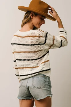 Baltic Born Sundance Knit Sweater Top | Ivory Multi Stripe