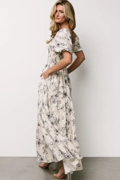Baltic Born Susanna Smocked Maxi Dress | Ivory + Blue Floral