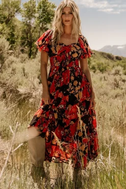 Baltic Born Suzy Maxi Dress | Black + Red Multi