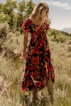 Baltic Born Suzy Maxi Dress | Black + Red Multi