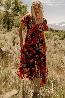 Baltic Born Suzy Maxi Dress | Black + Red Multi