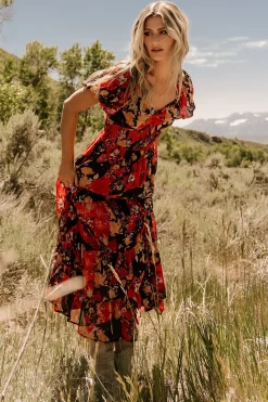 Baltic Born Suzy Maxi Dress | Black + Red Multi