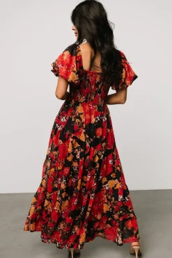 Baltic Born Suzy Maxi Dress | Black + Red Multi