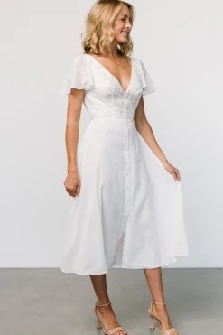 Baltic Born Swan Bead Embroidered Midi Dress | Off White