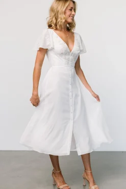Baltic Born Swan Bead Embroidered Midi Dress | Off White