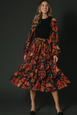 Baltic Born Sylvie Tiered Midi Dress | Black Multi