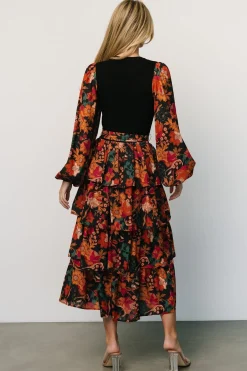 Baltic Born Sylvie Tiered Midi Dress | Black Multi