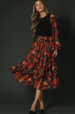 Baltic Born Sylvie Tiered Midi Dress | Black Multi