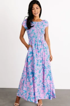 Baltic Born Tabitha Open Back Maxi Dress | Blue + Pink