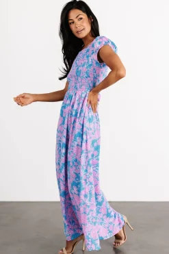 Baltic Born Tabitha Open Back Maxi Dress | Blue + Pink