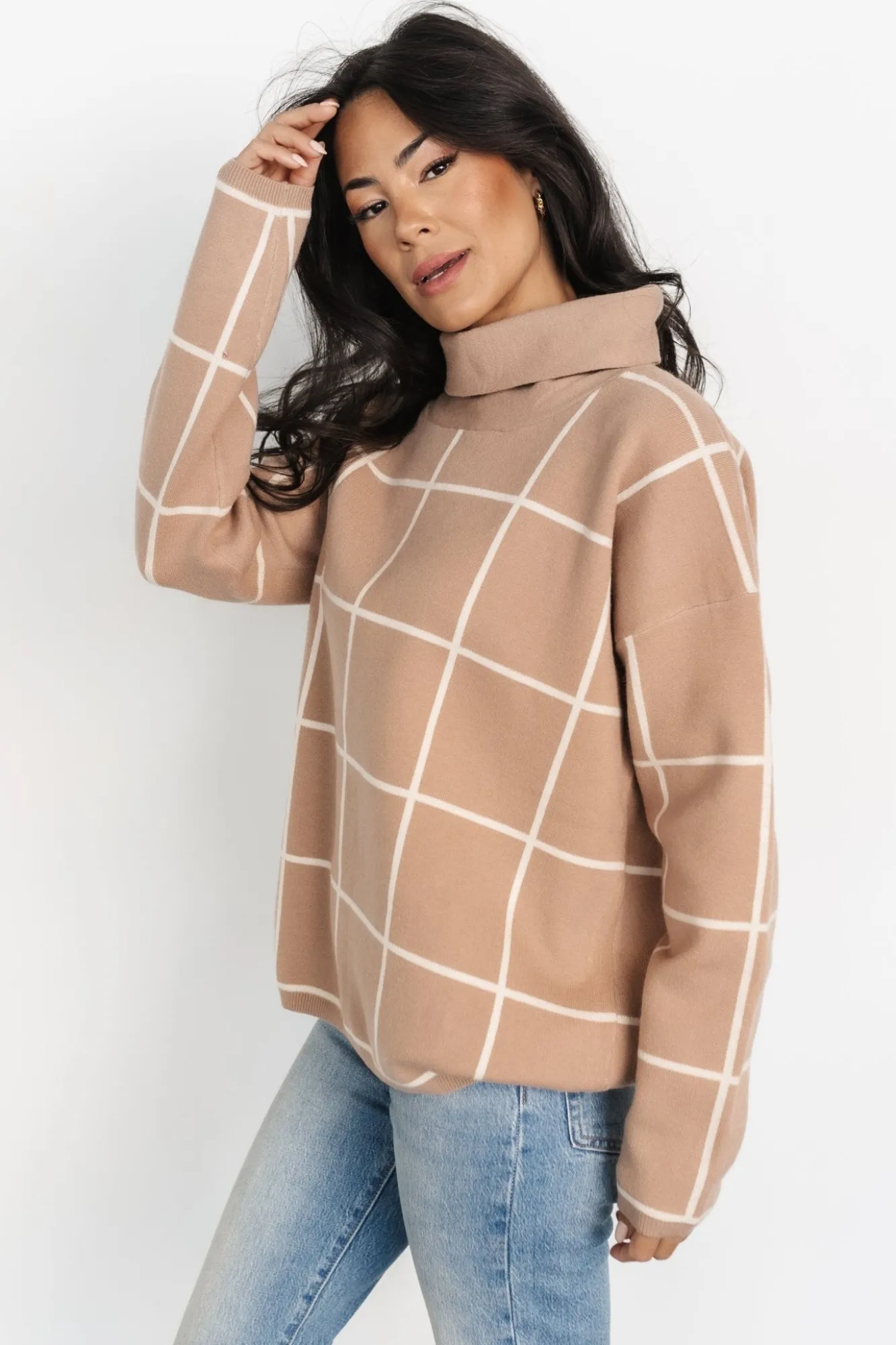 Baltic Born Tahoe Turtleneck Sweater | Taupe + Cream