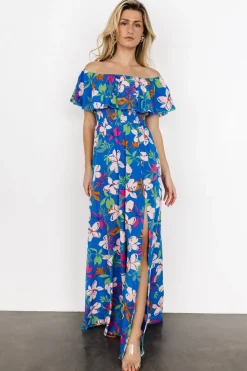 Baltic Born Talia Off Shoulder Maxi Dress | Blue Floral