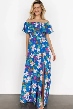 Baltic Born Talia Off Shoulder Maxi Dress | Blue Floral