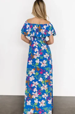 Baltic Born Talia Off Shoulder Maxi Dress | Blue Floral