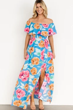 Baltic Born Talia Off Shoulder Maxi Dress | Sea Blue Floral