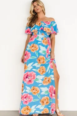 Baltic Born Talia Off Shoulder Maxi Dress | Sea Blue Floral