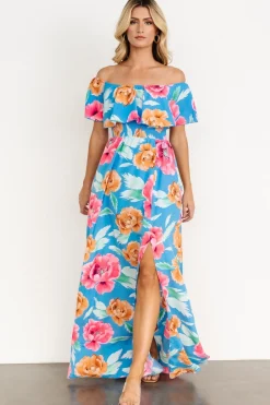 Baltic Born Talia Off Shoulder Maxi Dress | Sea Blue Floral