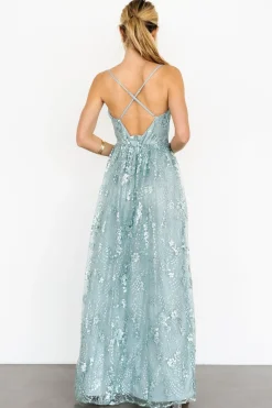 Baltic Born Tasha Sequin Gown | Sage Blue